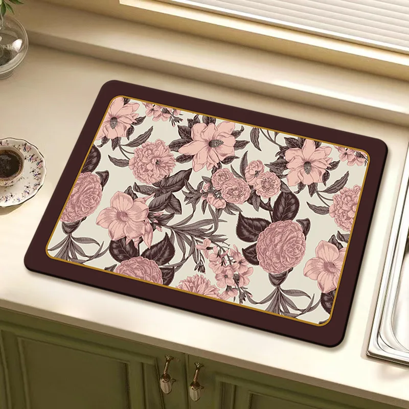 Non-slip Diatomaceous Mud Drying Mat for Kitchen Coffee Maker Super Absorbency Quick-Dry Mat Heat-Resistant Anti-Scald Table Pad