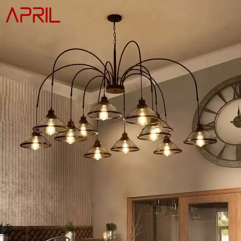 APRIL Industrial Wind Pendent Lamp American Retro Living Room Restaurant Loft Clothing Store Cafe Bar Box Homestay Chandelier