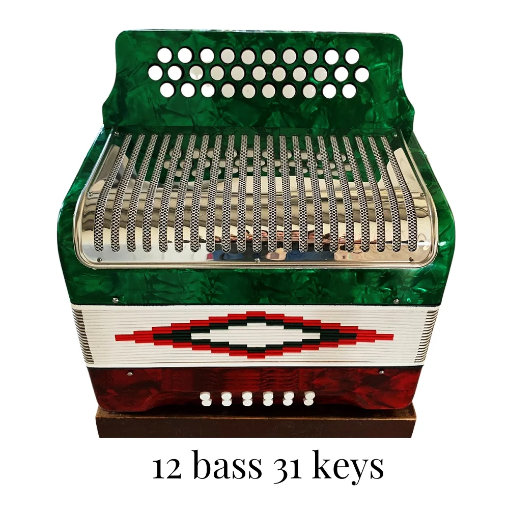 Professional 31 Button Accordion 12 Bass Full Scale Button High End Wooden Material
