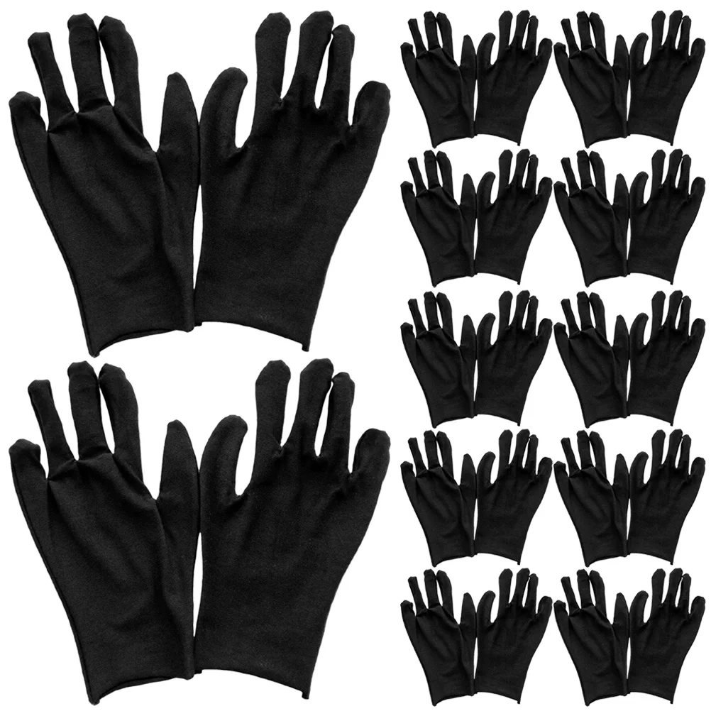 

12 Pairs Cotton Gloves for Labour Protection Comfortable Working Hand Safety Gloves Mechanic Grill Home Use Black