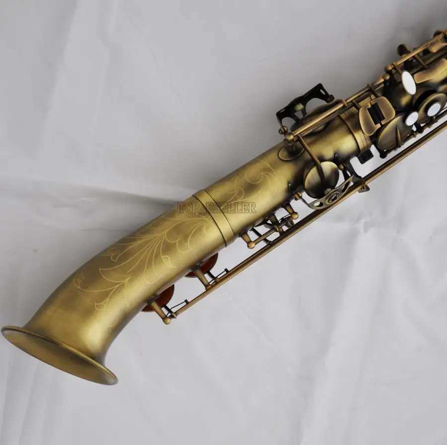 

Professional Eb Straight Alto Saxophone Antique Brass Saxello Sax Leather Case 2025