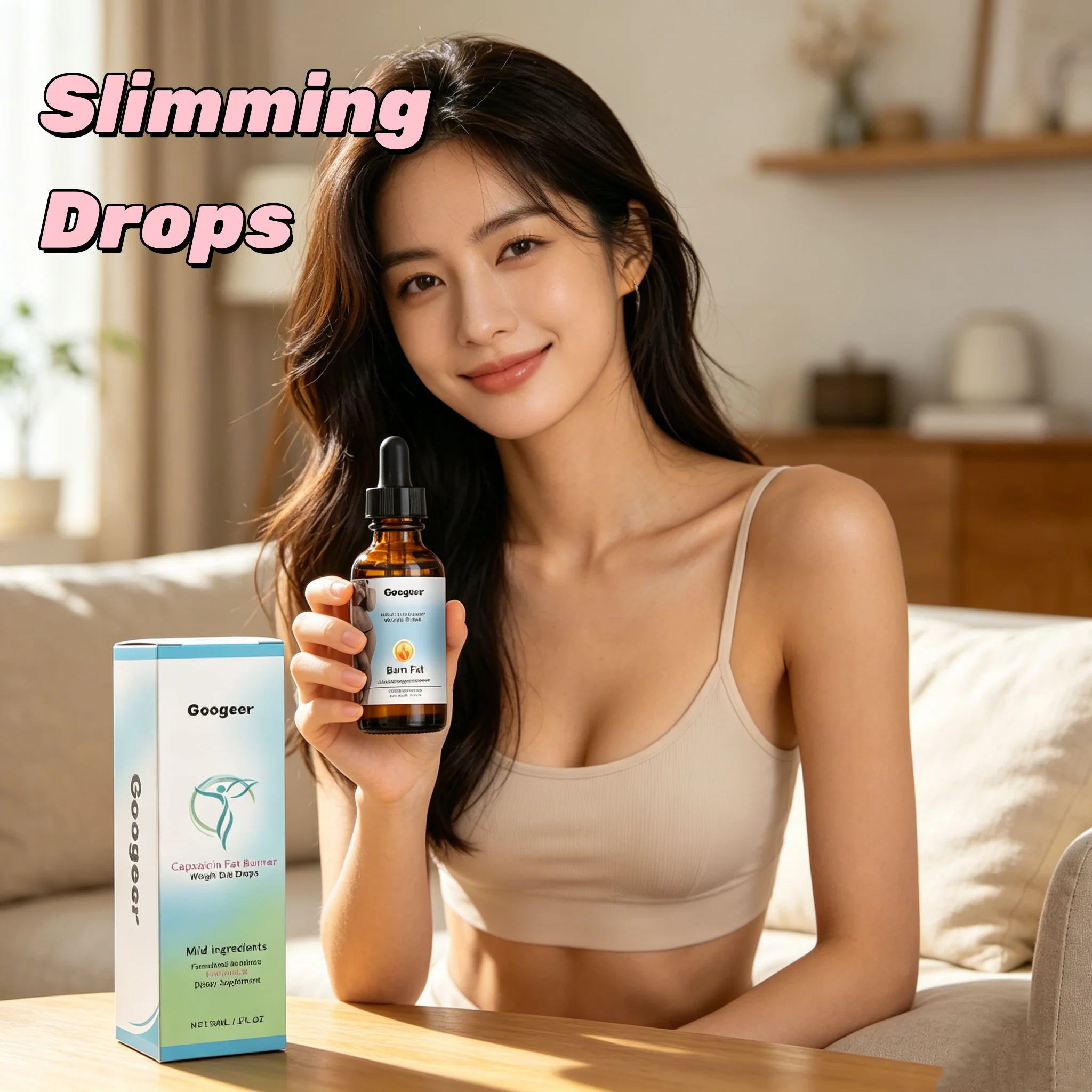 GOOGEER Quick Slimming Drops Boost Metabolism Promote Detoxification of the Body Burn Fat Appetite Suppressant Weight Loss Drops
