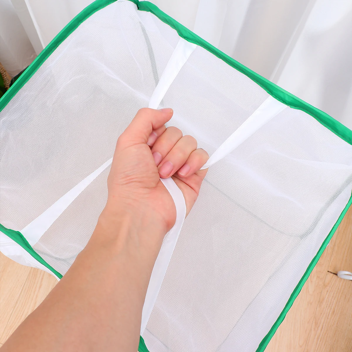 طوي قفص الحشرات شبكة النسيج سستة في الهواء الطلق استكشاف الطبيعة الحشرات برهان صافي حقيبة مقبض الأشرطة الاطفال قفص أبيض 40x40x60 سنتيمتر