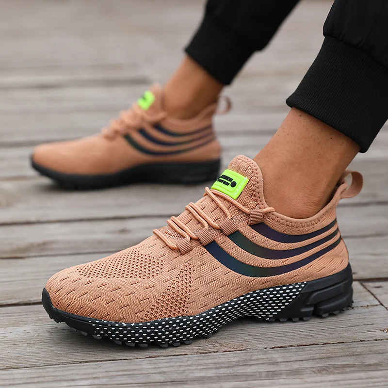 Men\'s Sneakers New Original Sports Lightweight Anti Slip Running Lace Up Vulcanized Shoes Comfortable Outdoor Hiking Mesh Shoes