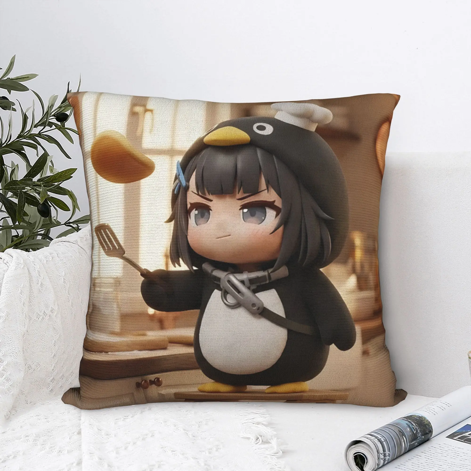 Gugu Gaga Penguin Square Pillowcases Polyester Car Cooking Cushion Case Funny Decorative Throw Pillow Case 45*45