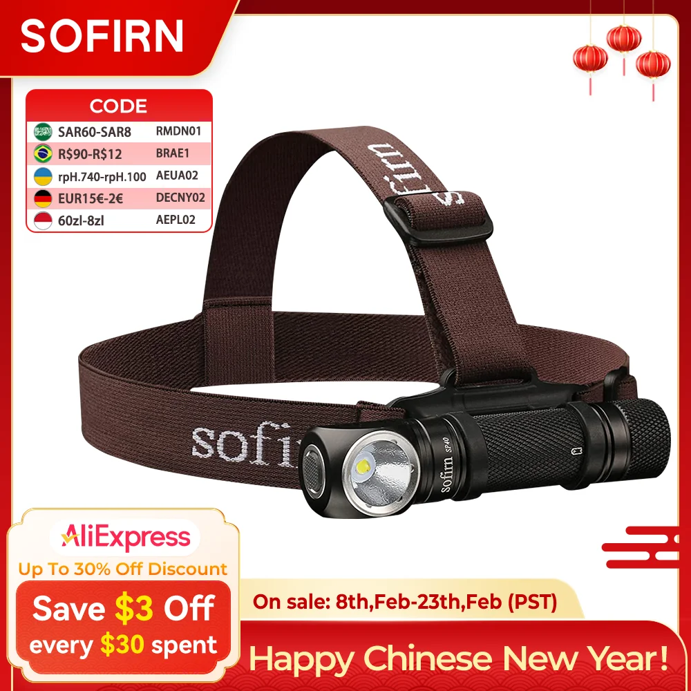 

Sofirn Headlight SP40 1200lm LED Headlamp XPL2 18650 USB C Rechargeable 18350 Flashlight with Power Indicator Magnet Tail