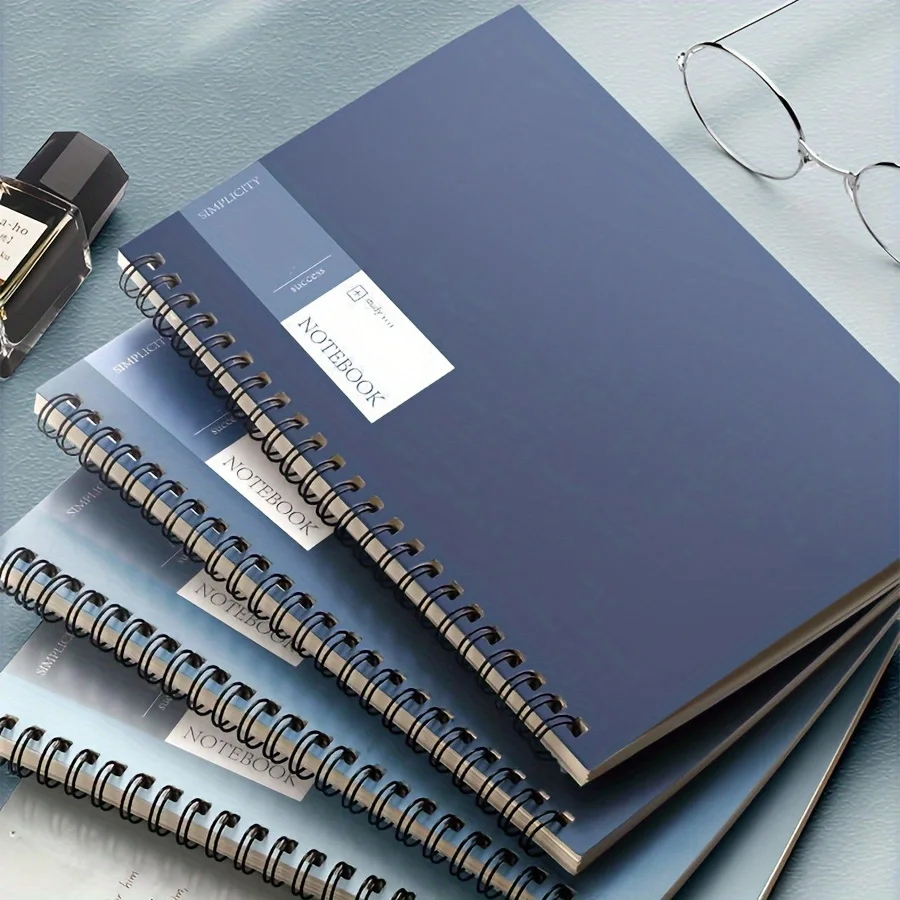 4pcs gradual blue A5 spiral notebooks with a total of 320 pages available