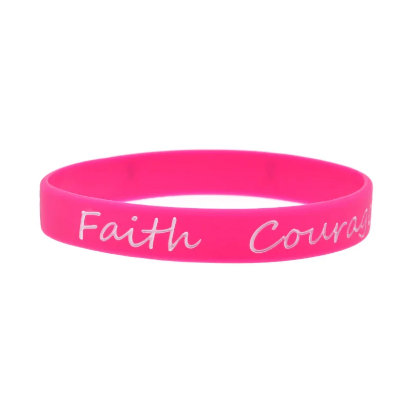 50 Pcs Breast Cancer Faith Love Fight Against Hope Strengt Silicone Bracelet Women Adult Rubber Wristband