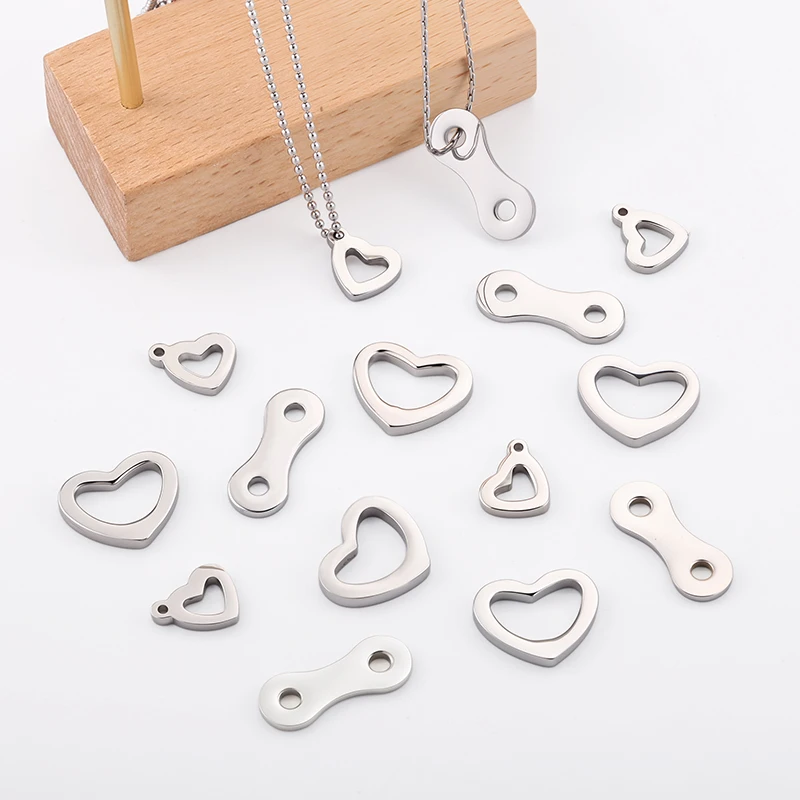 

5Pcs Stainless Steel Heart Pattern Pendant Connectors For Jewelry Making Materials Necklace Bracelets Charm Parts DIY Accessorie