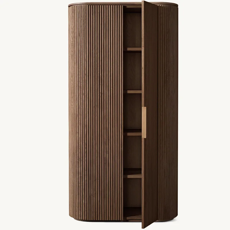 Modern simple light luxury bookcase American rural retro solid wood home wardrobe home dining side cabinet