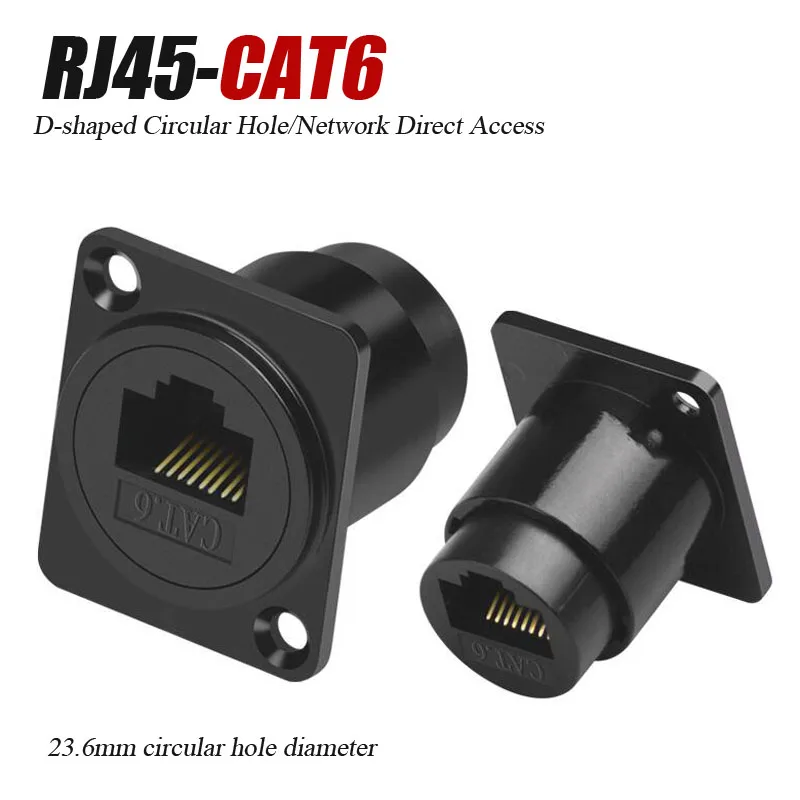 D-type CAT6 Network Socket RJ45 CAT5E Direct Module Ethernet Interface Data Docking Plug Socket Industrial Grade