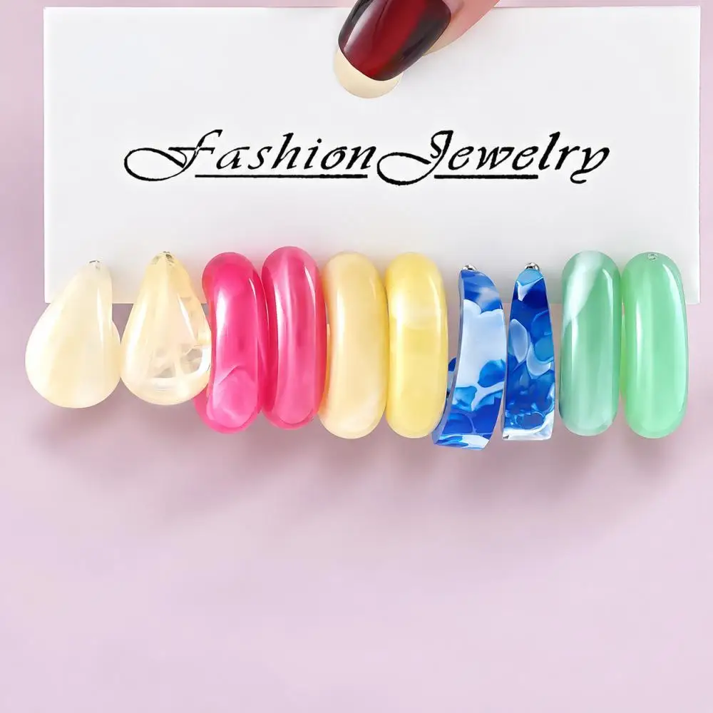 5/15 Pairs Mixed Style Acrylic Earring Set Fashion Jewelry for Women Daily Office Dating Party Vacation Comfortable Ear