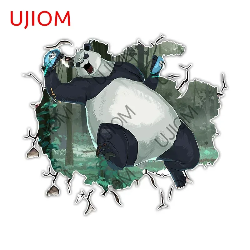 UJIOM for Anime Cute Panda Crack Wall Sticker Scratch Resistant Refrigerator Decals Personality Home Bedroom Accessories