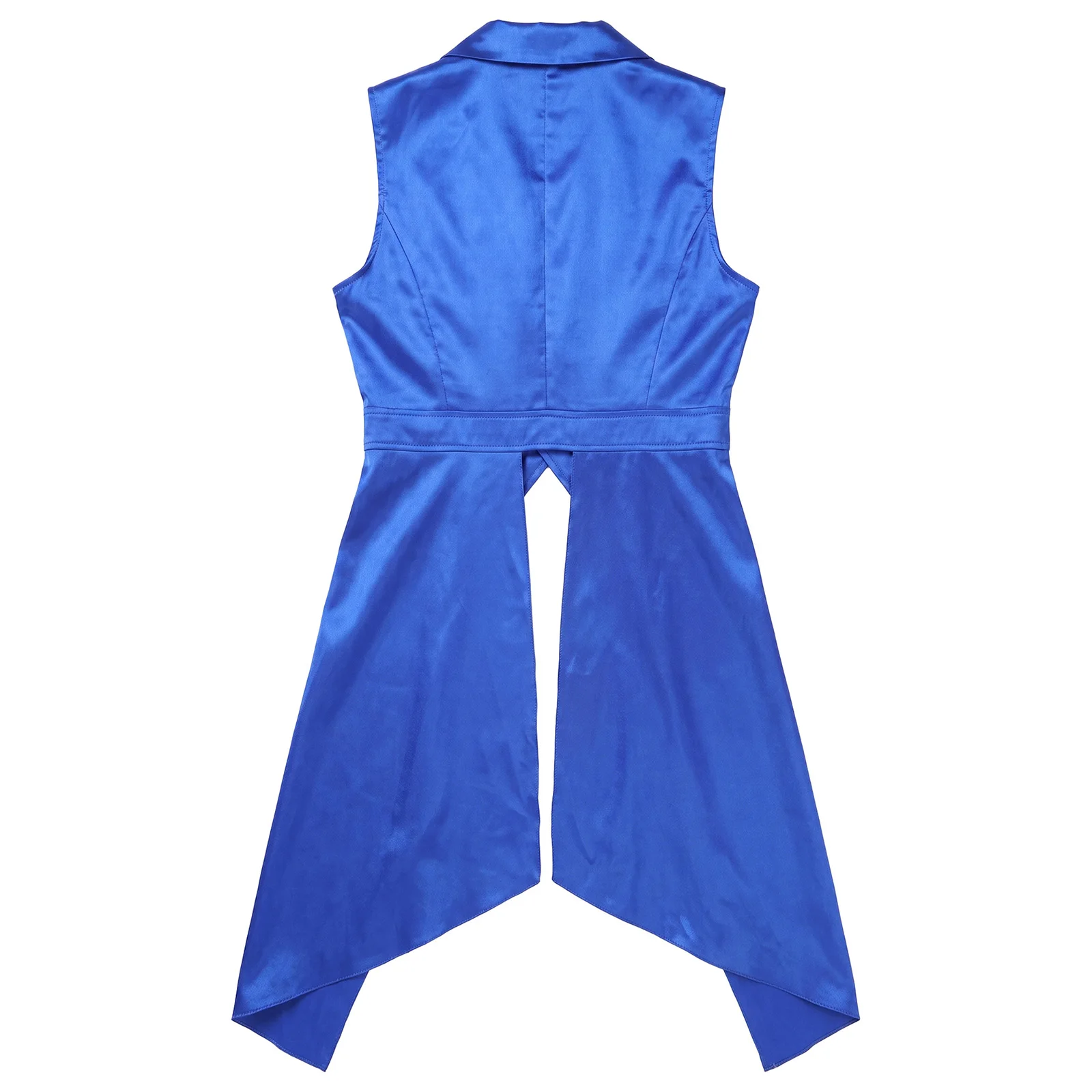 Womens Victorian Waistcoat Sleeveless Satin Tailcoat Lapel Collar Irregular Hem Vest Jacket Top for Halloween Roleplay Party
