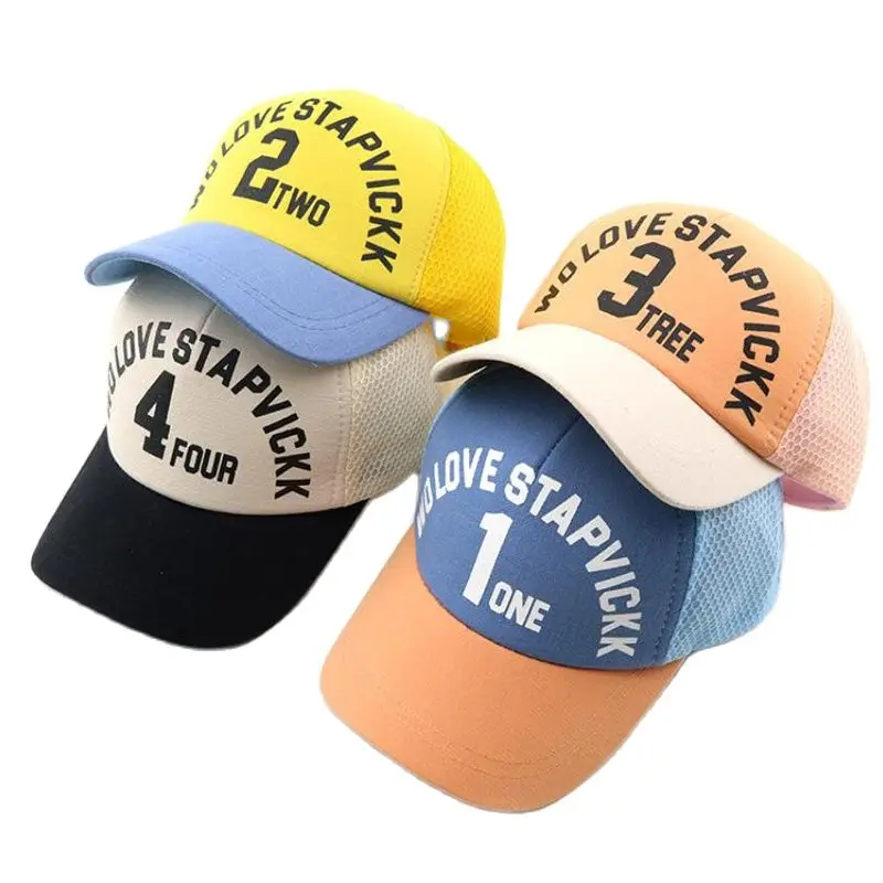 Doitbest 2022 boy girl hats Korea mesh baseball caps breathable letters cap Summer children sun hat Korean cute kids Snapback