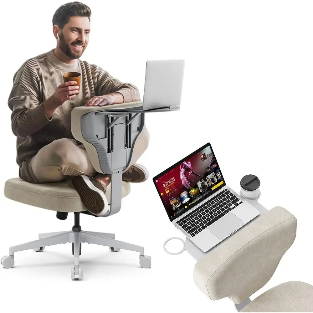 Multi-Position Ergonomic Kneeling Chair with Laptop Tray for Home Office, Adjustable Wheeled Desk Chair