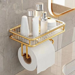 Light luxury bathroom Roll Paper Holder Tissue Box Free Punching Wall Hanging Toilet Organizer Phone Stand Bathroom Accessories