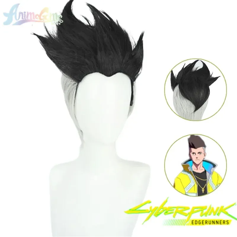 David Martinez Cosplay Cyberpunk Edgerunners Costume Cosplay Parrucca Colletto alla coreana Giacca con cappuccio Cappotto con cerniera Punk Halloween per uomo