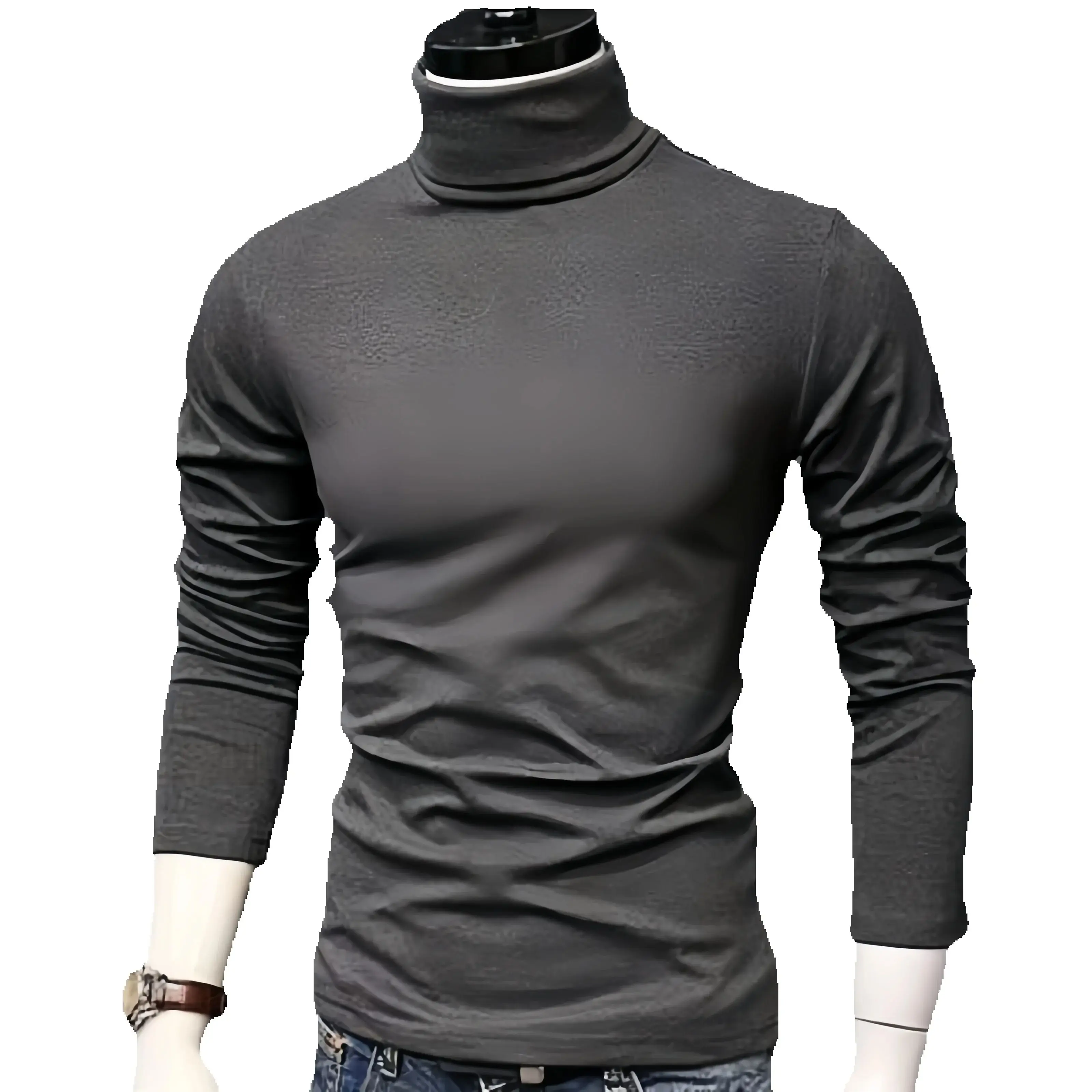 Męska ultra termiczna koszulka bazowa z długim rękawem, ocieplana polarem, z wysokim kołnierzem, zimowa bielizna, koszulka bazowa na ekstremalnie zimną pogodę.