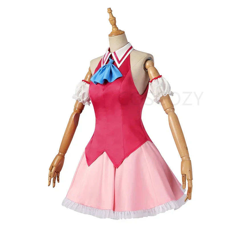 Neuankömmling Ai Hoshino Cosplay Kostüm Oshi keine Cosplay Perücke rotes Kleid Hase Haarschnitt Performance Kleid Frauen Party Outfit