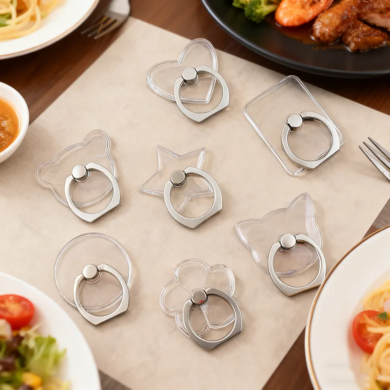 4 Stück transparente Handy-Ringhalter-Ständer 360 °   Grad drehbarer, transparenter Fingergriff, Ständer, kompatible Telefone oder Handyhülle