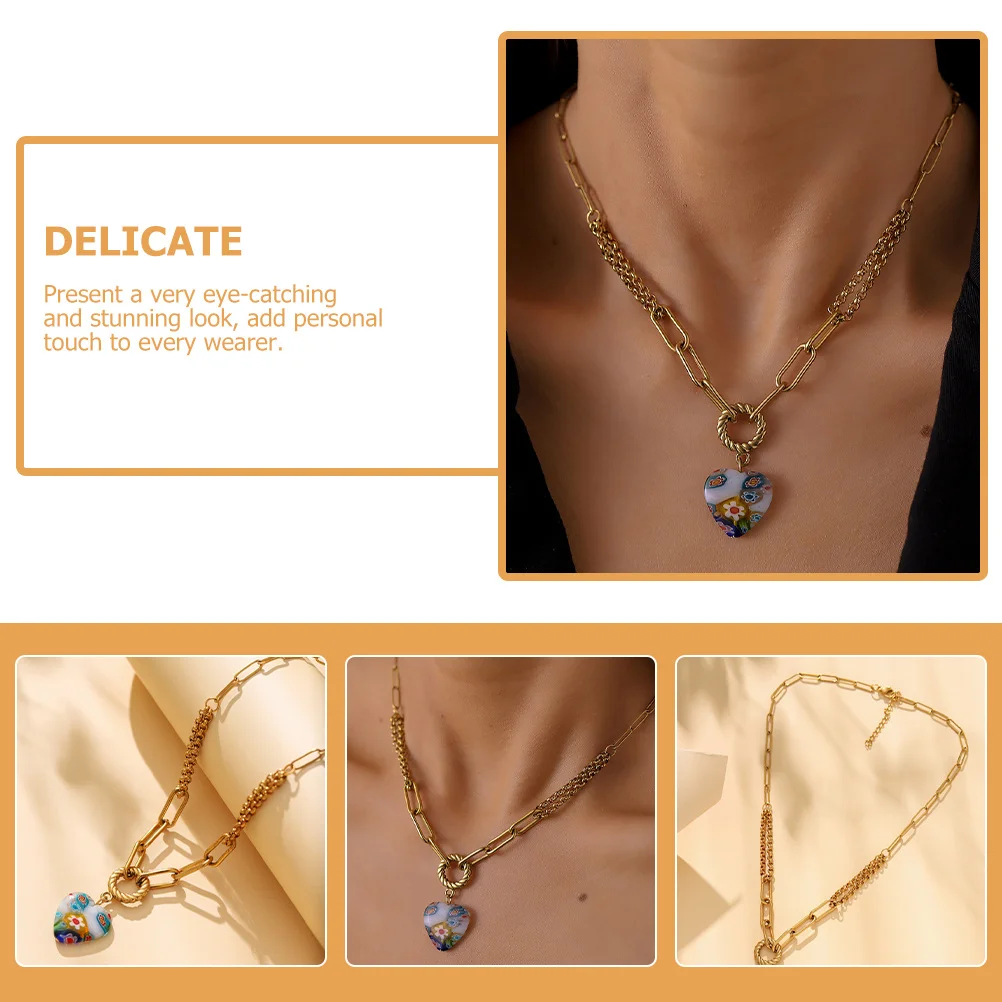 

Heart Pendant Necklace Ethnic Design Heart Charm Clavicle Chain Necklace Gift for Women Wedding Valentines Birthday