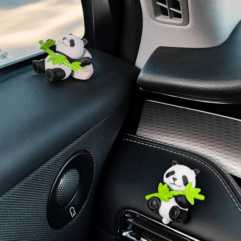 New Cute Panda Design Car Console Ornaments Microlandscape Office Desk Small Landscape Office Home Decoration Crafts Model view 5