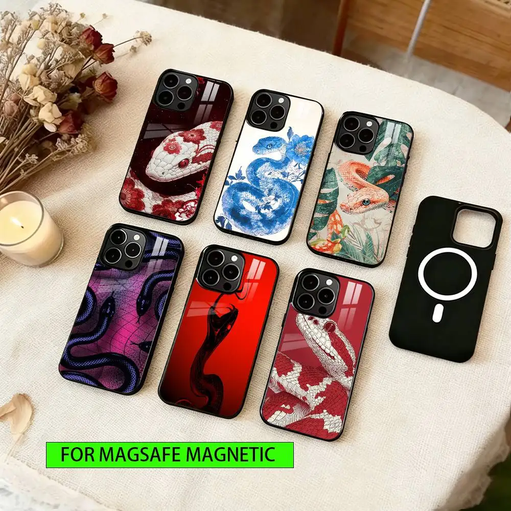 

Serpent Phone Case For iPhone17,16,15,14,13,12,11 Plus,Pro Magnetic For Magsafe Wireless Charging