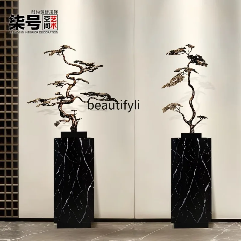 A50 Welcoming Pine Metal Ornament for Living Room, Entrance, Hotel Lobby, Housewarming, Grand Opening, Light Luxury