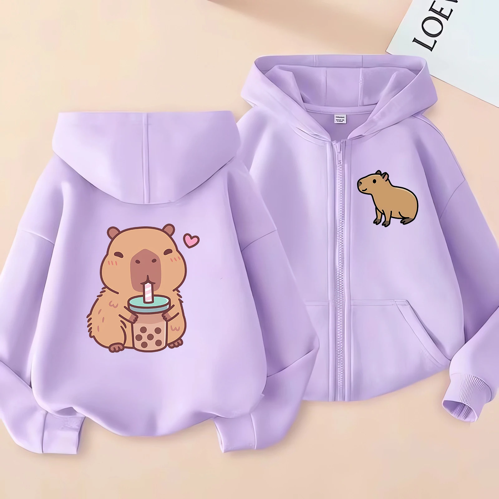 Zip Up Hoodie Kawaii Kids Capybara Children's Hoodie Zipper Children Capibara Sweatshirt Manga Clothes Kid Girl Boy Top Hoody