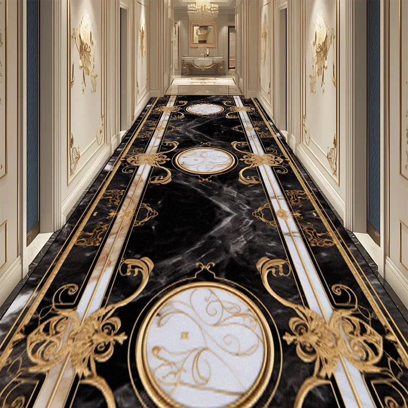 Luxury Long Corridor Carpet European High End Hallway Carpet Non-slip Stairway Home Decor Rug Washable Runner Aisle Kitchen Mats