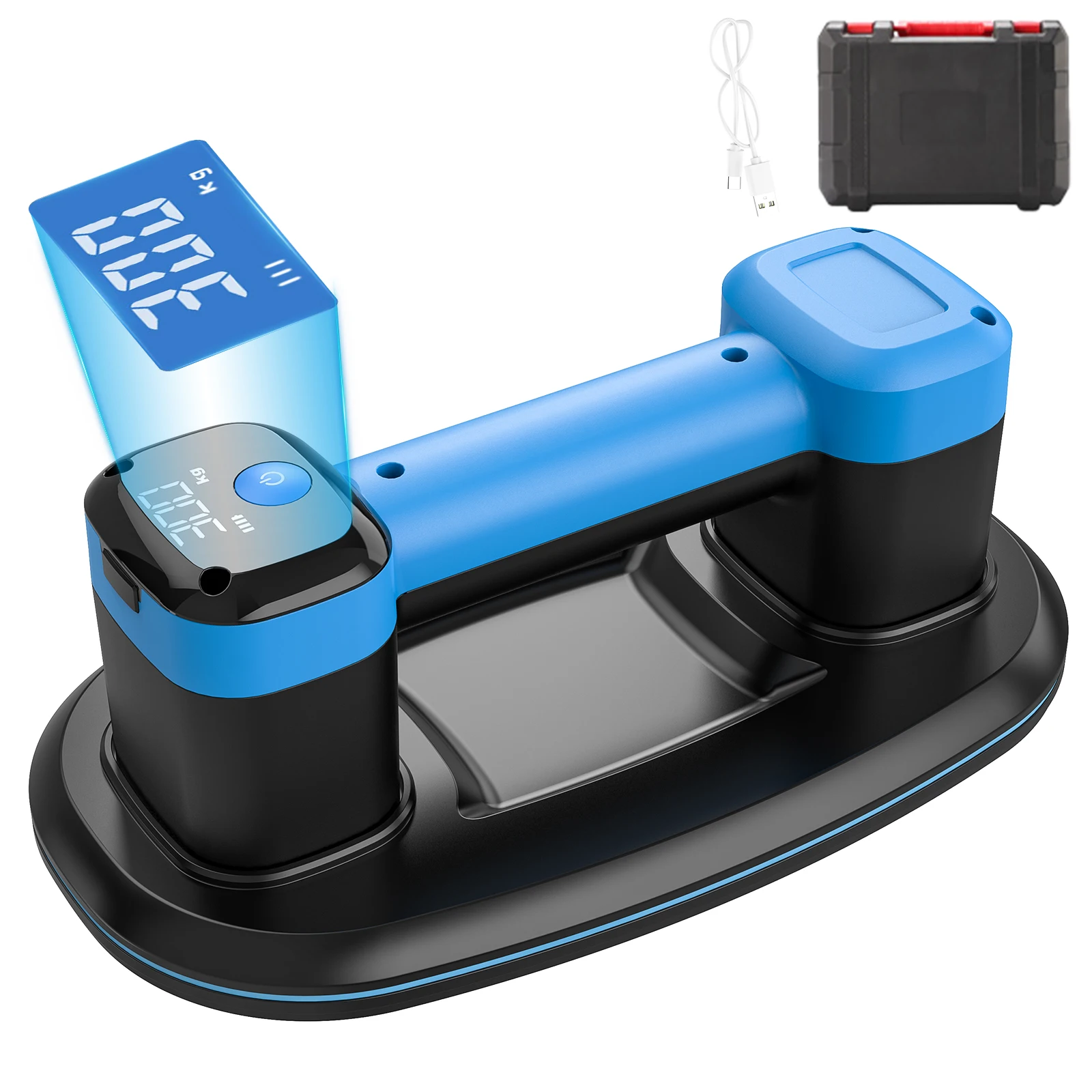 Display intelligente Ventosa elettrica a vuoto di grado industriale Carico da 300 kg Sollevatore per piastrelle in granito resistente Batteria da 3600 mAh