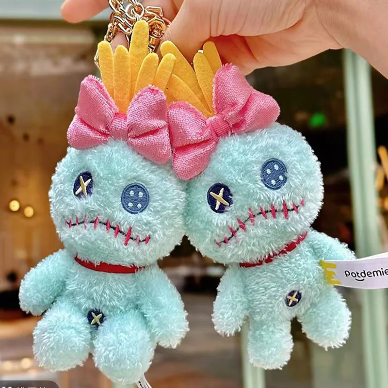 新品 本物 ディズニー リロ＆スティッチ スクランプ かわいい ぬいぐるみ 小さなゴールド キーホルダー キーチェーン ぬいぐるみ バックパック ペンダント クリスマス ギフト