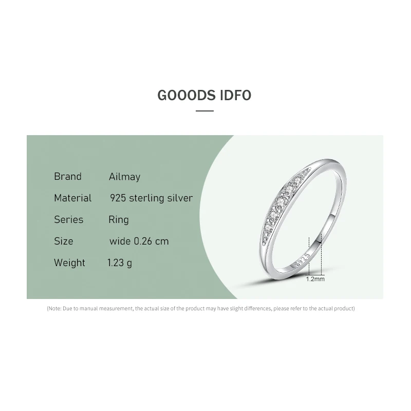 Ailmay 100% 925 Sterling Silver Classic Simple AAAAA Level Dazzling Zirconia Finger Rings For Women Wedding Statement Jewelry