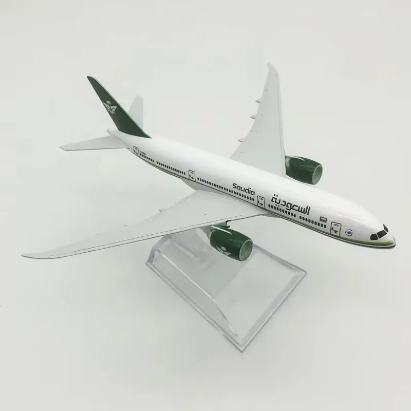 16 cm Arabia Saudita Airlines B787 Airbus Scala 1:400 Boeing 787 Compagnia aerea Pressofuso in lega di metallo Modello di aereo giocattolo con supporto