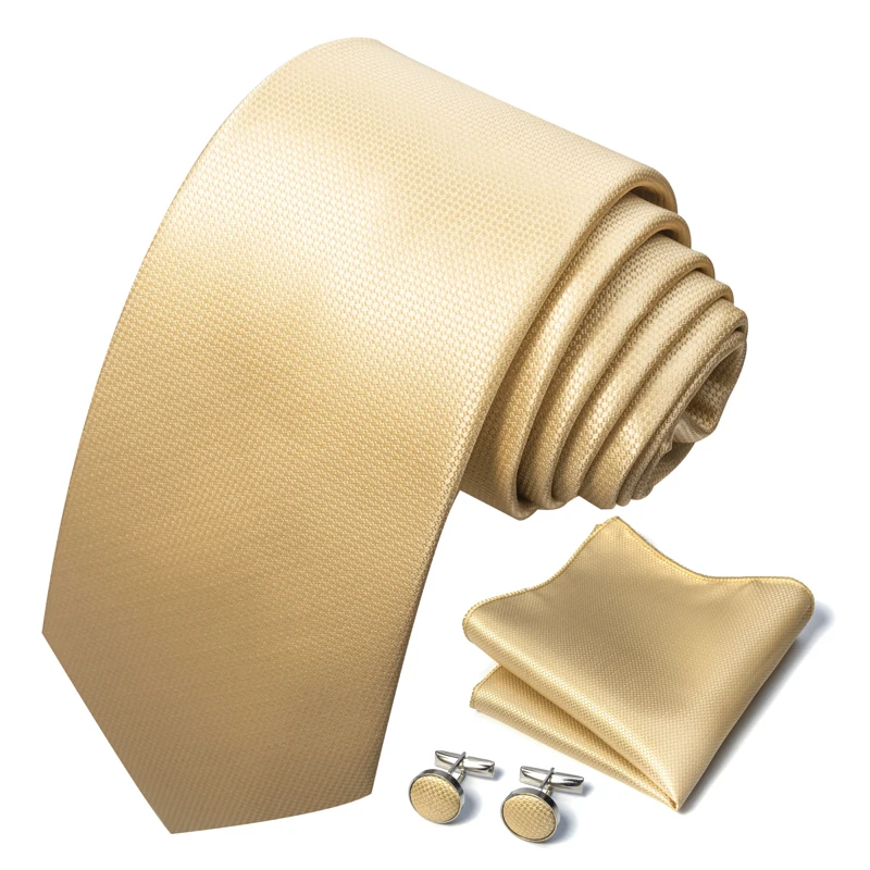 3-teiliges Herrenanzug-Accessoire-Set: Herrenkrawatte, Einstecktuch und Manschettenknöpfe, geeignet für formelle Geschäftsanlässe und Hochzeiten – Detail 11