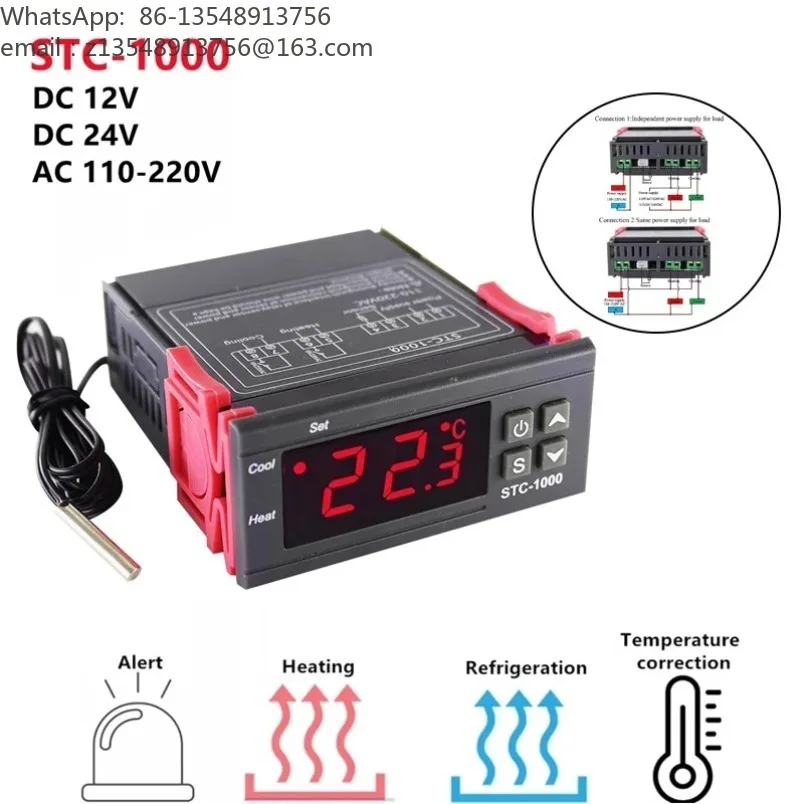 STC-1000 Digital Thermostat Microcomputer Temperature Controller Aquarium Incubation Seafood Equipment Temp Control Switch
