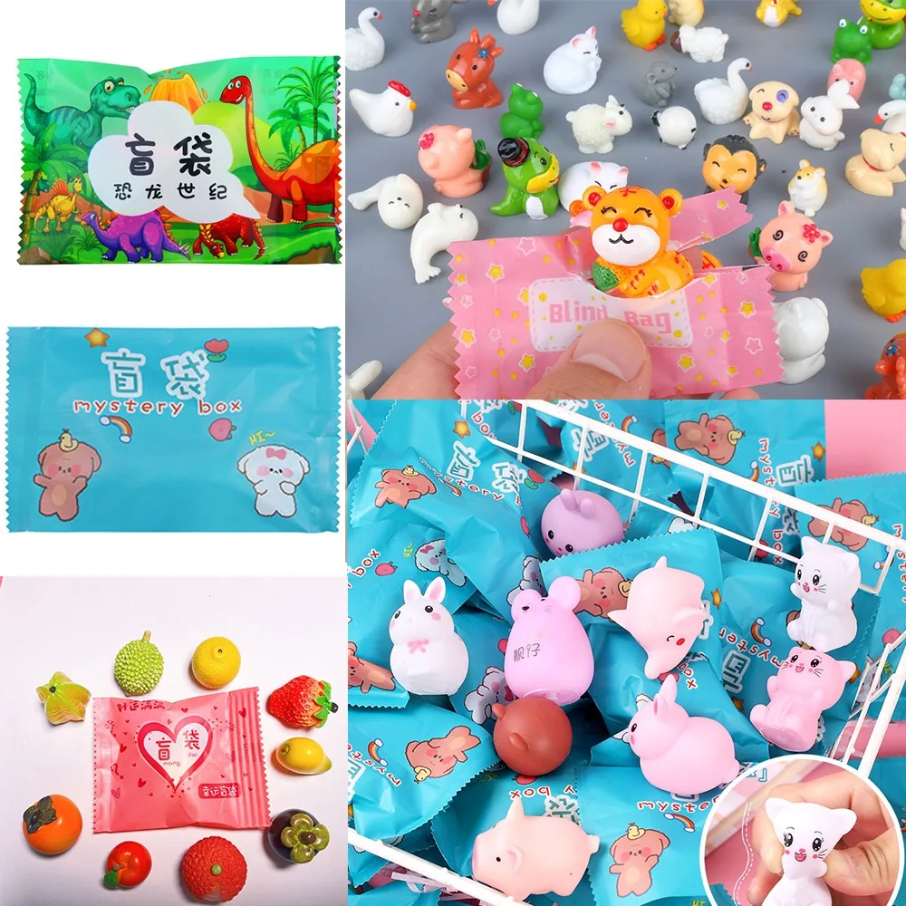 1PCS Kawaii Rabbit Dog Model Toys Cartoon Fruit Blind Bag Toys Miniature Mini Fruit Vegetable Children Play House Toy Ornaments