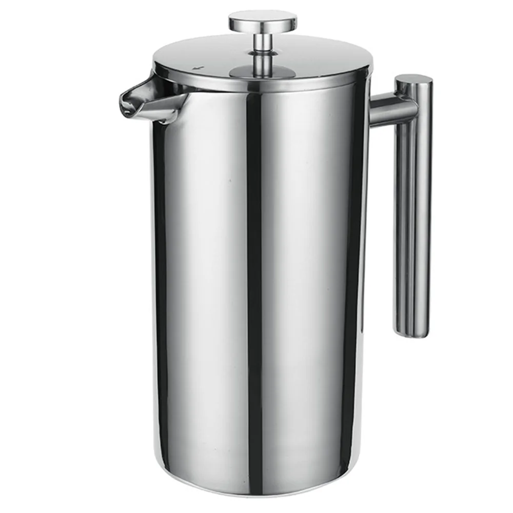 

French Press 304 Stainless Steel Thermal Coffee Maker Tea Maker 800ML 3 Anti-scald Handle Rust-proof Coffee Press Silver 350ml