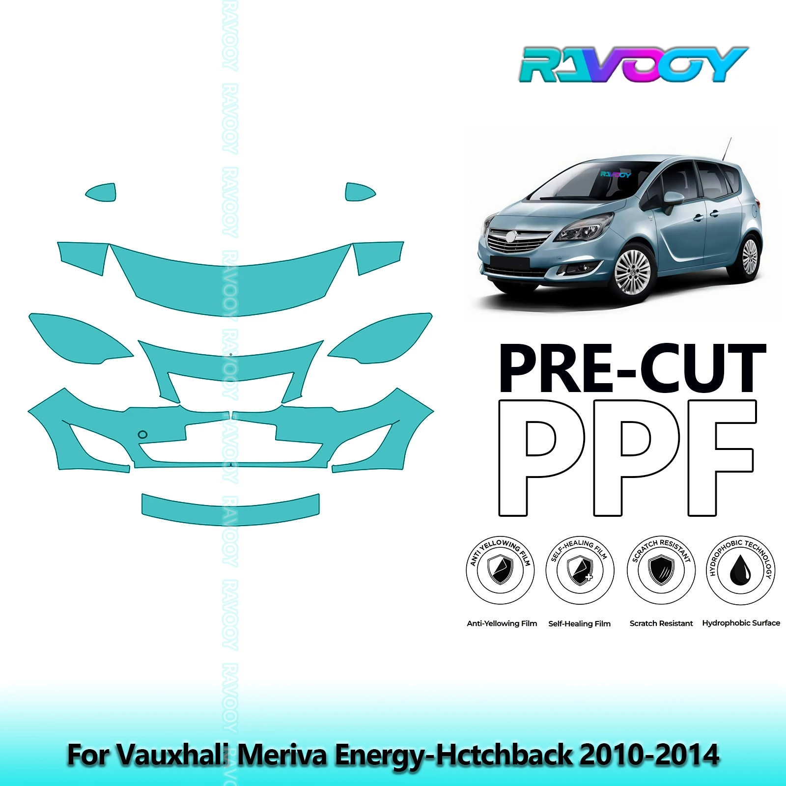 

Car Front Kit Clear Bra Precut PPF Paint Protection Film For Vauxhall Meriva Energy-Hctchback 2010-2014