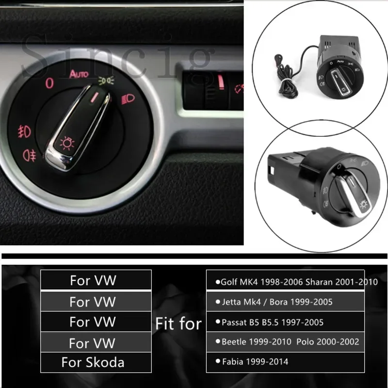 Headlight Control Switch With Sensor or without Sensor For Vw Jetta Golf Passat B5 Beetle T5 Polo Bora  Sharan Lupo 3BD941531