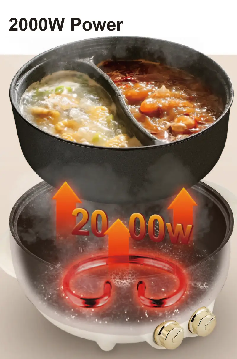 6L Electric Hot Pot Mandarin Duck Pot Non Stick Barbecue Integrated Pot Large Capacity Electric Cooking Pot Suitable 1-6 People