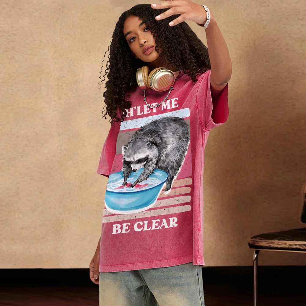 Be Clear Washed T shirts for Women American Millenial casual retro short sleeve Cotton Short Sleeve Wash Hip Hop Tee Clothing