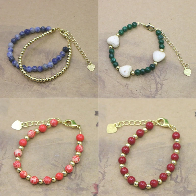 جميل موضة الحجر الطبيعي سوار مُزين بالخرز للنساء الفتيات شخصية بسيطة قابل للتعديل سوار مجوهرات اكسسوارات هدايا