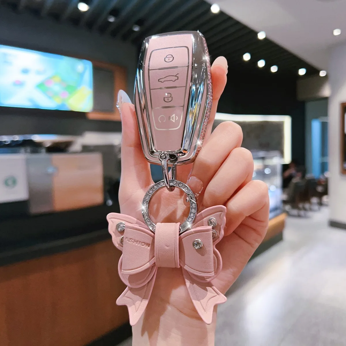 Autoschlüsselhülle für Geely Coolray 2025 2026 Zubehör Schlüsselanhänger Fernbedienung Schutzhülle Gehäuse Ringhalter