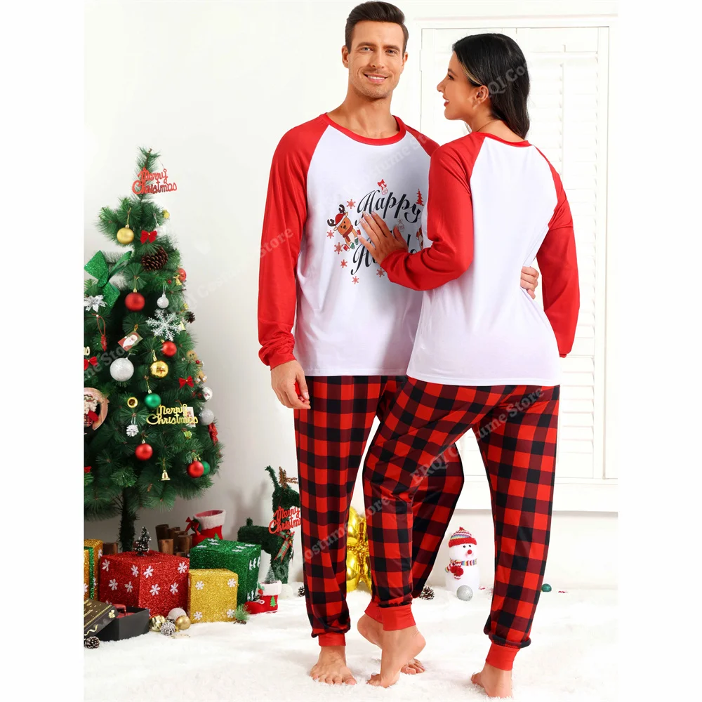 Christmas Pajamas Family Sleepwear Sets Xmas Plaid pjs Couples Pajamas Mens and Womens Christmas Costumes Red Green XS -XXXL