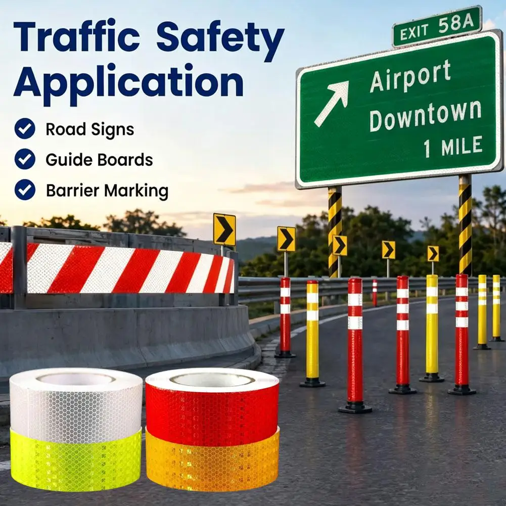 Multi-Color Reflective Tape for Trucks Night Visibility Warning Film Red White Yellow Green Blue Orange Strips 3M Reflectivity