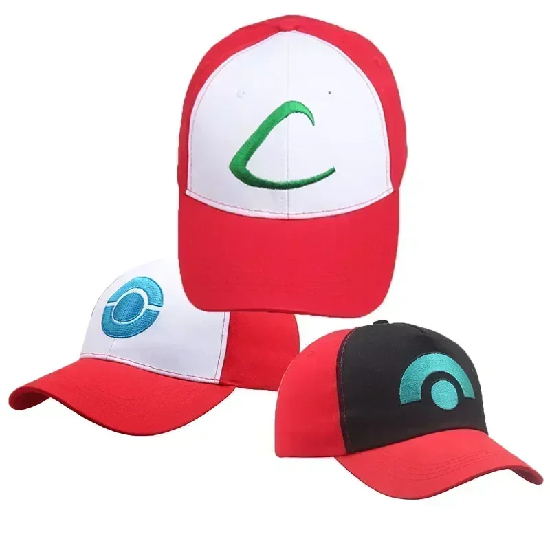 C Adjustable Letter Gifts Peaked Cap Children Adult Embroidery Cosplay Baseball Cap Cotton HatAnime Pokemon Figure Ash Ketchum