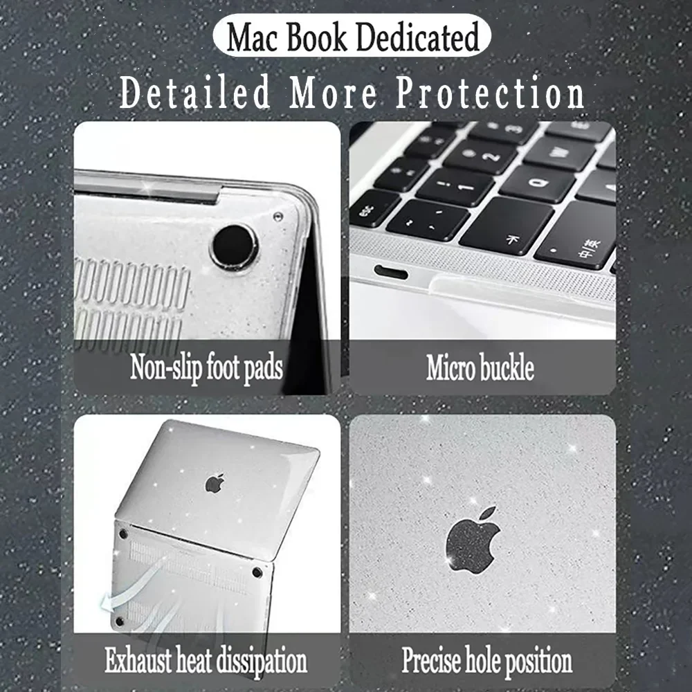 Laptop Case For MacBook Air 13 M3 2024 Case For Macbook Pro 14 16 M4 2024 Cover Sparkly Macbook Case Glitter Protective Cover