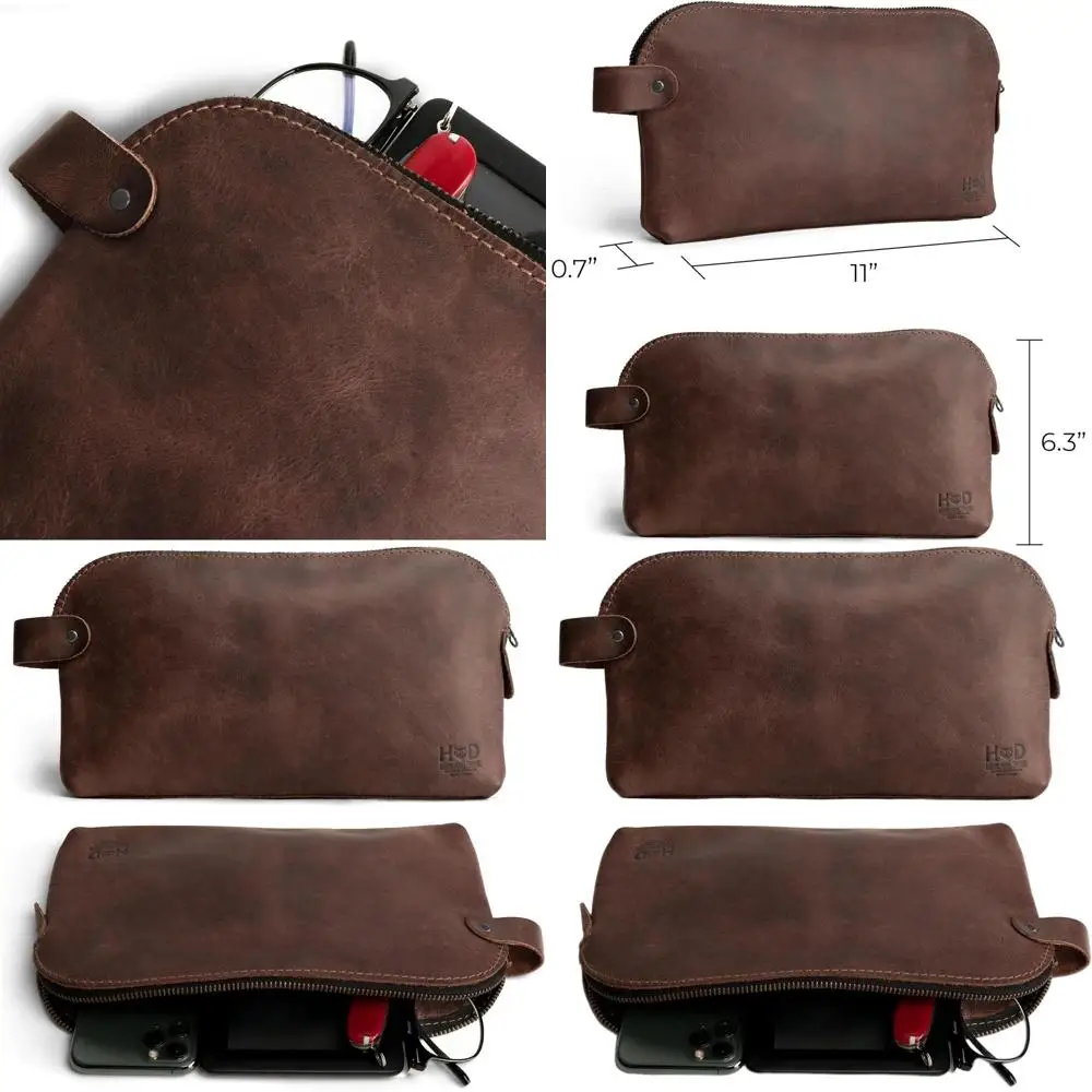 

Rustic Leather Utility Bag for Cords, Chargers, and Travel Needs